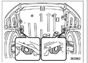 Subaru Ascent front tie-down hook positions near front wheels