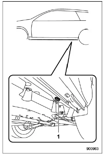 Subaru Ascent rear tie-down hole location near jack-up reinforcement