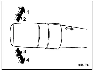 Subaru Ascent turn signal lever showing right left and lane change positions