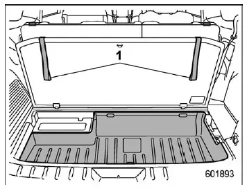 Subaru Ascent under floor cargo storage compartment with straps for securing lid