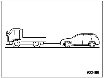 Subaru Ascent being towed with all wheels on the ground using tow rope