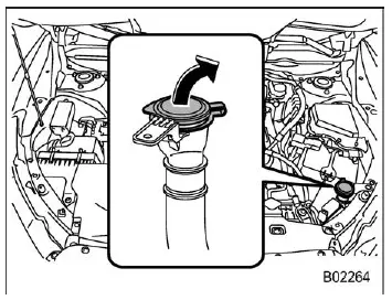 Subaru Ascent adding windshield washer fluid through filler cap into reservoir tank