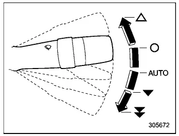 Subaru Ascent windshield wiper control lever AUTO mode diagram