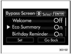 Bypass screen setting