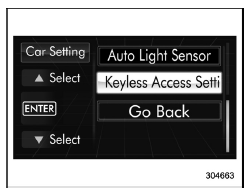 Preparation for keyless access settings