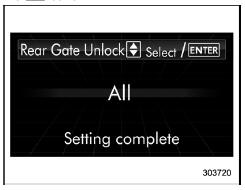 Rear gate unlock setting