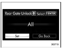 Rear gate unlock setting