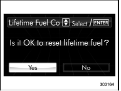 Lifetime fuel consumption resetting