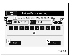 In-Car-Device setting  screen