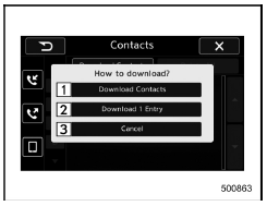 Contacts screen (Download selection)